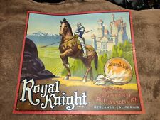 Royal Knight Brand VINTAGE Redlands, California Orange Crate Label 1920s Genuine picture