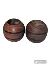 MCM Vintage Wooden Mid Century Modern Salt and Pepper Shakers Round Wood picture