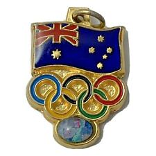 RARE 2000 Sydney Olympics Australian Flag And Opal Charm Pendant picture