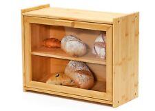 Premium Bamboo Double Layer Bread Box With Clear Window Bread Storage And Organi picture