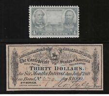 ORIGINAL CIVIL WAR 1864 $30 CONFEDERATE $1000 BOND COUPON + LEE / JACKSON STAMP picture