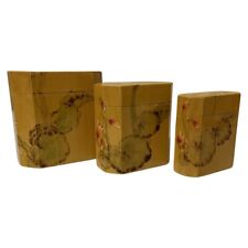 Vintage Chinese Wooden Floral Nesting Boxes picture