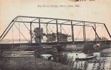 Silver Lake WI Wisconsin Fox River Bridge Kenosha Train Railroad Vtg Postcard B6 picture