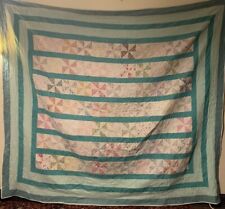 Vintage Patchwork Pinwheel Pastel Green Large Queen Quilt 103” x 96” picture