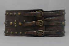 Antique Western  Brass Studded ( Tacked ) Leather Bronco Back Belt 5.1/2
