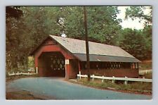 Red Covered Bridge, Historic Bridge, Antique Souvenir, Vintage Postcard picture
