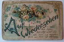 Antique German Postcard Auf Wiedersehen Meet Again with Flowers Art picture