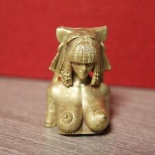 Yellow Brass Egyptian Queen Nude Statue Miniature Version Body Art Decorations picture
