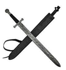 Custom Hand Forged Damascus Sword Medieval Tone Vikings Style for Outdoor & Hunt picture