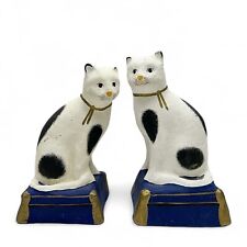 Vintage Pair of Staffordshire Style Papier Mache Cats Seated Pillows Figurines picture
