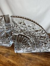 WATERFORD-Elegant Pair Quadrant Cut Crystal Quarter Circle Fan Bookends STUNNING picture