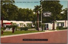 1950s LAKE CITY, Florida Postcard MID-TOWN MOTEL Highway 41 Roadside Linen picture
