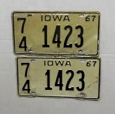 Pair of Vintage 1967 Iowa License Plates Palo Alto County picture