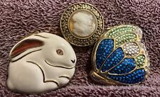 Lot Of 3 Estee Lauder Powder Compacts, Rabbit,Jeweled Butterfly & Cameo Lucidity picture