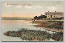 Postcard River at Drake's Island, Wells, Maine Vintage PM 1908 picture