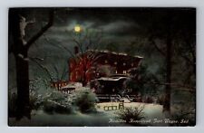 Fort Wayne IN-Indiana, Hamilton Homestead, Moonlight, Antique Vintage Postcard picture