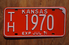 1971 KANSAS License Plate Red # 1970 - Nice Quality picture
