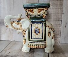 Vintage Asian Elephant Pottery Ceramic Plant Stand Hand Painted Chinese Colorful picture