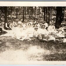 c1910s People Group Picnic Outdoors RPPC Families Sharp Real Photo Postcard A214 picture