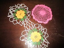 Lot of 2 Vintage Crocheted Doilies--Multicolor---Preowned picture