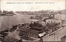 Postcard RPPC Pentwater Michigan Birdseye View of Harbor Channel Posted 1913 picture