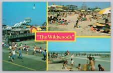 Postcard The Wildwoods Boardwalk Amusement Pier Rides Beach NJ Multiview picture