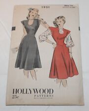 VTG Hollywood Pattern 1951 Sz 12 Bust 30 Hip 33 Misses Dress picture