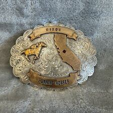 WAGE  Vintage Rodeo Dixon running Horses Belt Buckle Sterling Silver Western picture