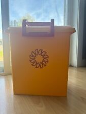 VINTAGE TUPPERWARE - Large Maize Yellow Sunburst Carry All with RED Handle   picture
