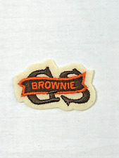 Vintage Girl Scout Brownie GS Patch Orange & Brown Embroidered NEW picture