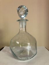 MCM/ Vintage Blenko Handcraft Blown Glass Facet Line Decanter Clear with stopper picture