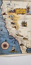 VINTAGE ILLUSTRATED MAP OF EARLY CALIFORNIA HISTORY BY GEORGE OTTO HANFT 1967.  picture