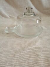 Clear Glass Domed Lid Cheese Board Footed Handled Serving Tray Textured Perfect picture