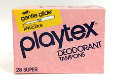 NOS Vtg 80's PROP Pink Box Playtex Deodorant Super Tampons Gentle Glide 28 Count picture