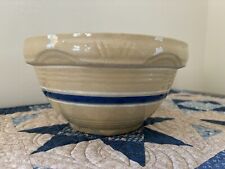 Antique Vintage Watt Oven Ware Yellowware Mixing Bowl Blue Bands Stripes picture