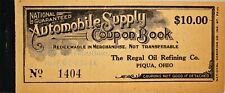 REGAL OIL REFINING COMPANY, 1920s COUPON BOOKLET, EXTREME RARITY.  PIQUA, OHIO picture