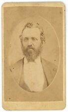 CIRCA 1880'S CABINET CARD Rugged Man With Full Beard Wearing Suit Wells Pekin IL picture