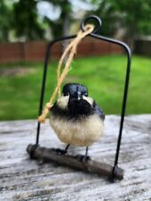 Cute Chickadee Bird on a Swinging Perch Hangable & Adorable Cottagecore  picture
