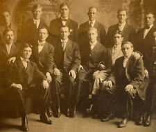 Antique RPPC Postcard 1900s Ephemera Large Group Portrait Black White Unused SEE picture