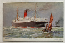 Vintage Ship Postcard UK Cunard Line RMS Aurania steamer steamship artist Turner picture