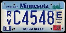 MINNESOTA 2009 License Plate 10,000 Lakes #RV C4548 Recreational Veh Motor Home picture