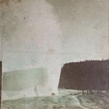 Antique 1880s Lone Star Geyser Erupts Yellowstone Stereoview Photo Card P4867 picture