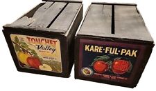 Vintage Washington Apples Wooden Crate Box Lot of 2 | Touchet | KARE-FUL-PAK  picture