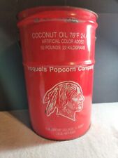 Vintage Iroquois Popcorn Company Coconut Oil Indian Tribe Advertising Large Tin picture