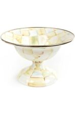 MacKenzie Childs Parchment Check Enamel Small Footed Compote picture