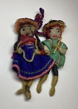 VTG  Handcrafted String Knitted Miniature South American Cultural Couple Doll 2