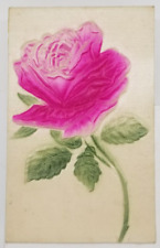 Embossed Silk Fabric Pink Rose Thick Postcard picture