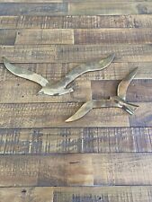 VINTAGE BRASS 2 BIRDS IN FLIGHT  SEAGULLS WALL HANGING INDIA MCM picture