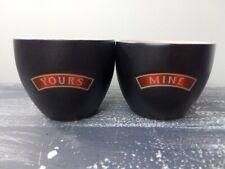 Yours Mine Baileys Irish Cream Vintage Dessert Stoneware Cups 90’s Black Matte picture