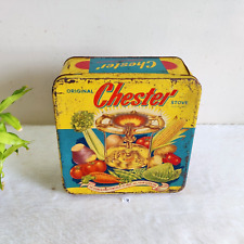 1950s Vintage Vegetable Graphics Chester Stove Advertising Tin Box Rare Old T192 picture